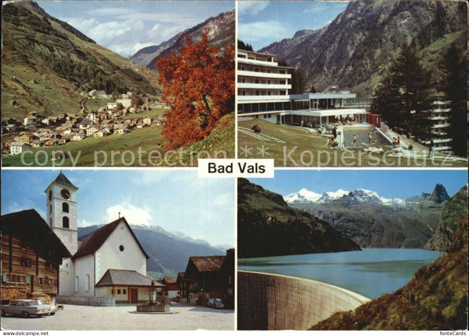 12456124 Bad Vals GR Panorama Kurhotel Thermalbad Dorfplatz Stausee Zervreila Va - Autres & Non Classés