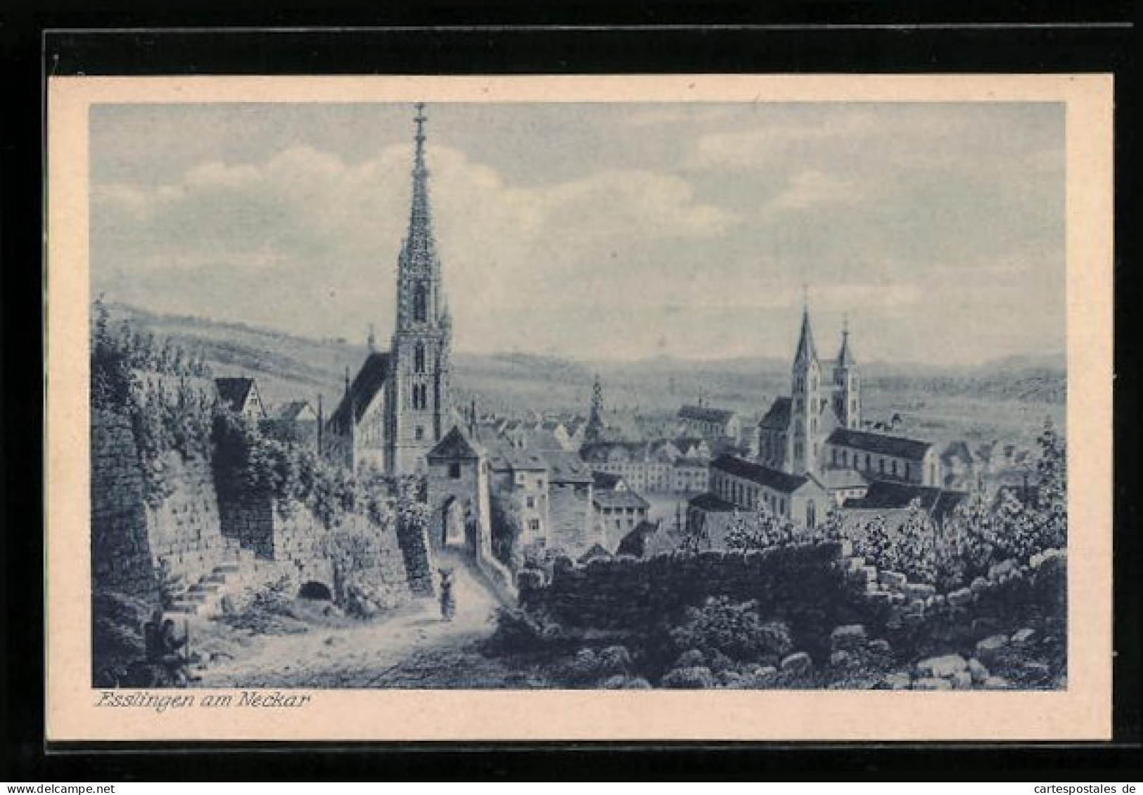 AK Esslingen Am Neckar, Ortsansicht Von 1860  - Esslingen