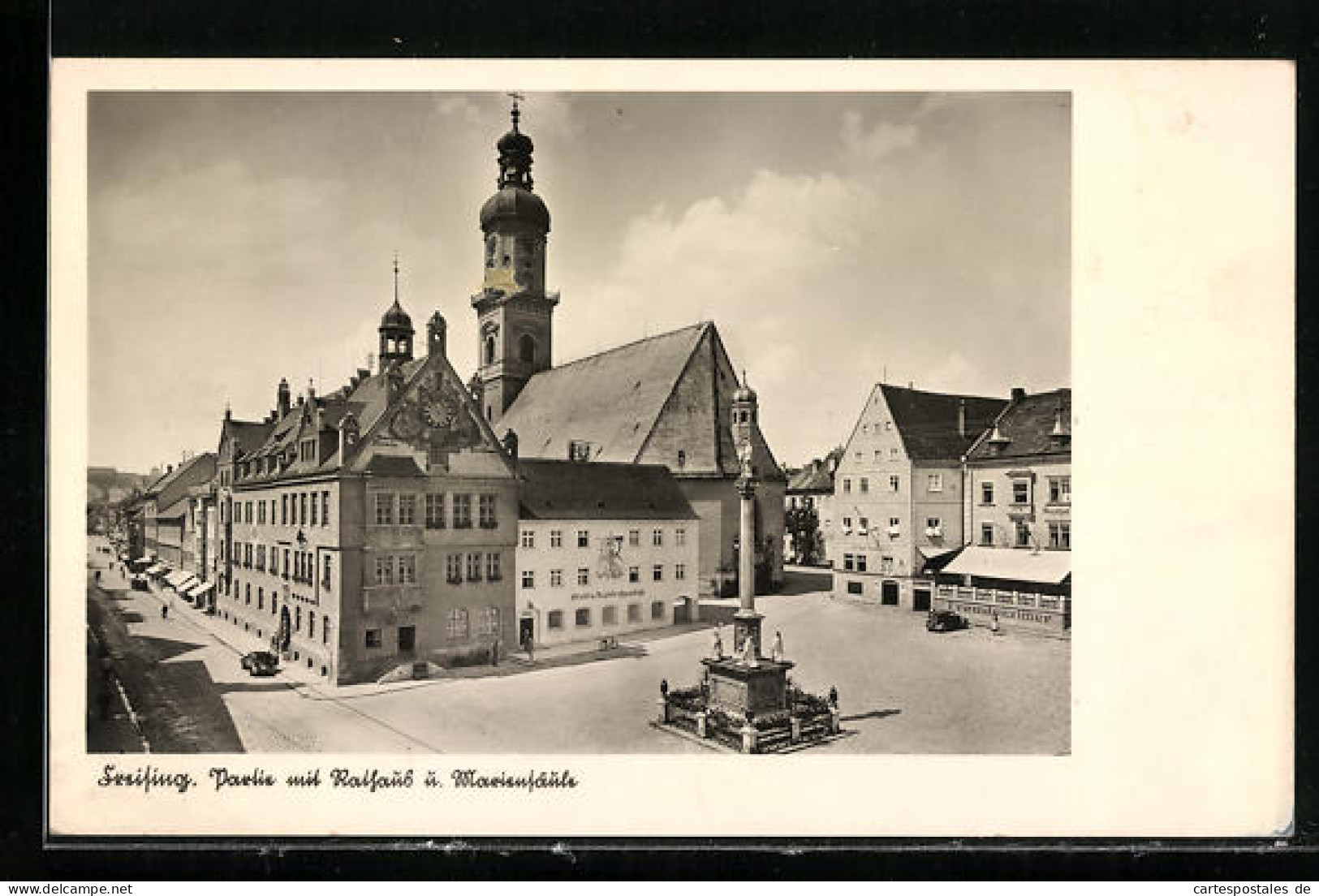 AK Freising, Partie Mit Rathaus Und Mariensäule  - Freising