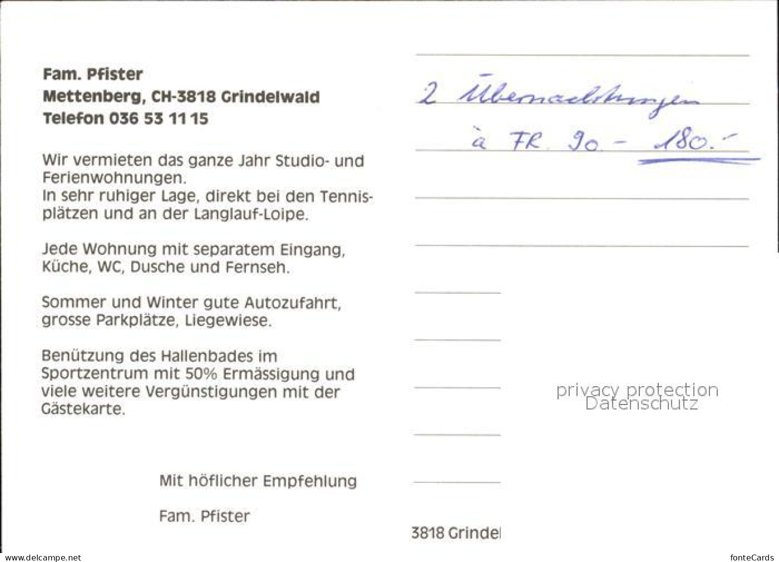 12455551 Grindelwald Ferienwohnungen Mettenberg Alpenpanorama Grindelwald - Autres & Non Classés
