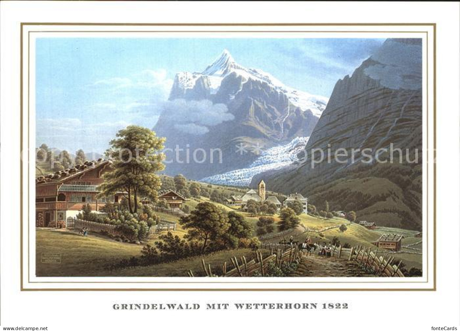12455548 Grindelwald Mit Wetterhorn Berner Alpen Anno 1822 Kuenstlerkarte Grinde - Autres & Non Classés