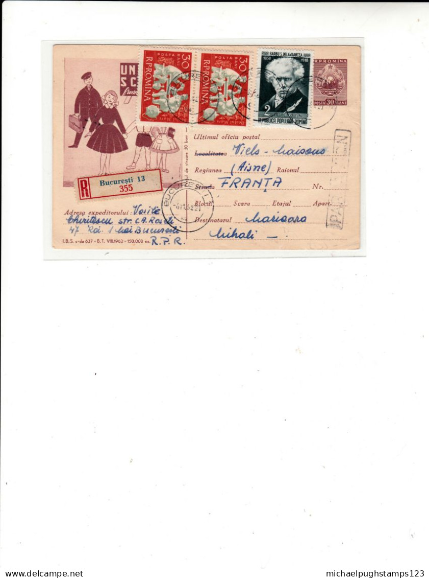 Romania / Illustrated Stationery / Registered Postcards / France - Altri & Non Classificati