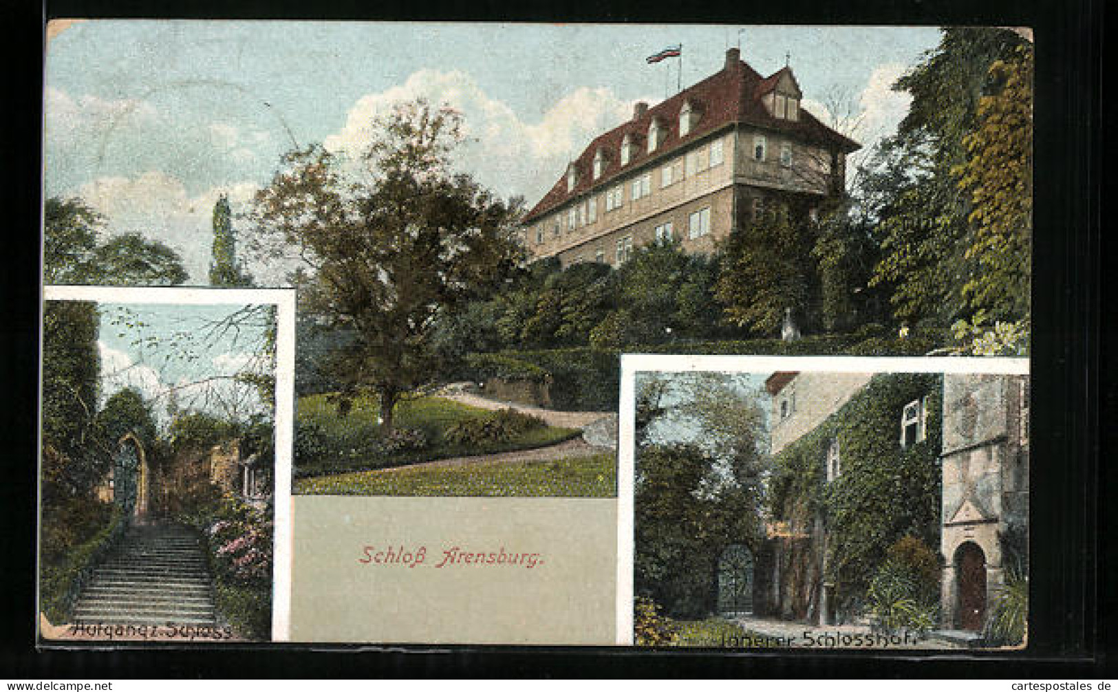 AK Steinbergen, Schloss Arensburg Mit Aufgang Zum Schloss Und Innerer Schlosshof  - Autres & Non Classés