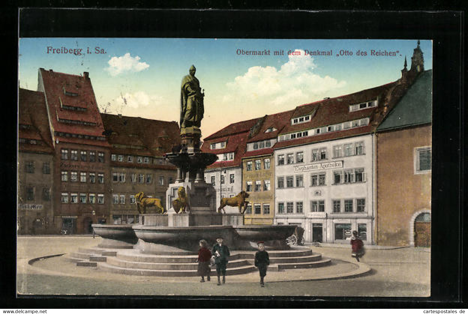 AK Freiberg I. Sa., Obermarkt Mit Dem Denkmal Otto Des Reichen  - Freiberg (Sachsen)