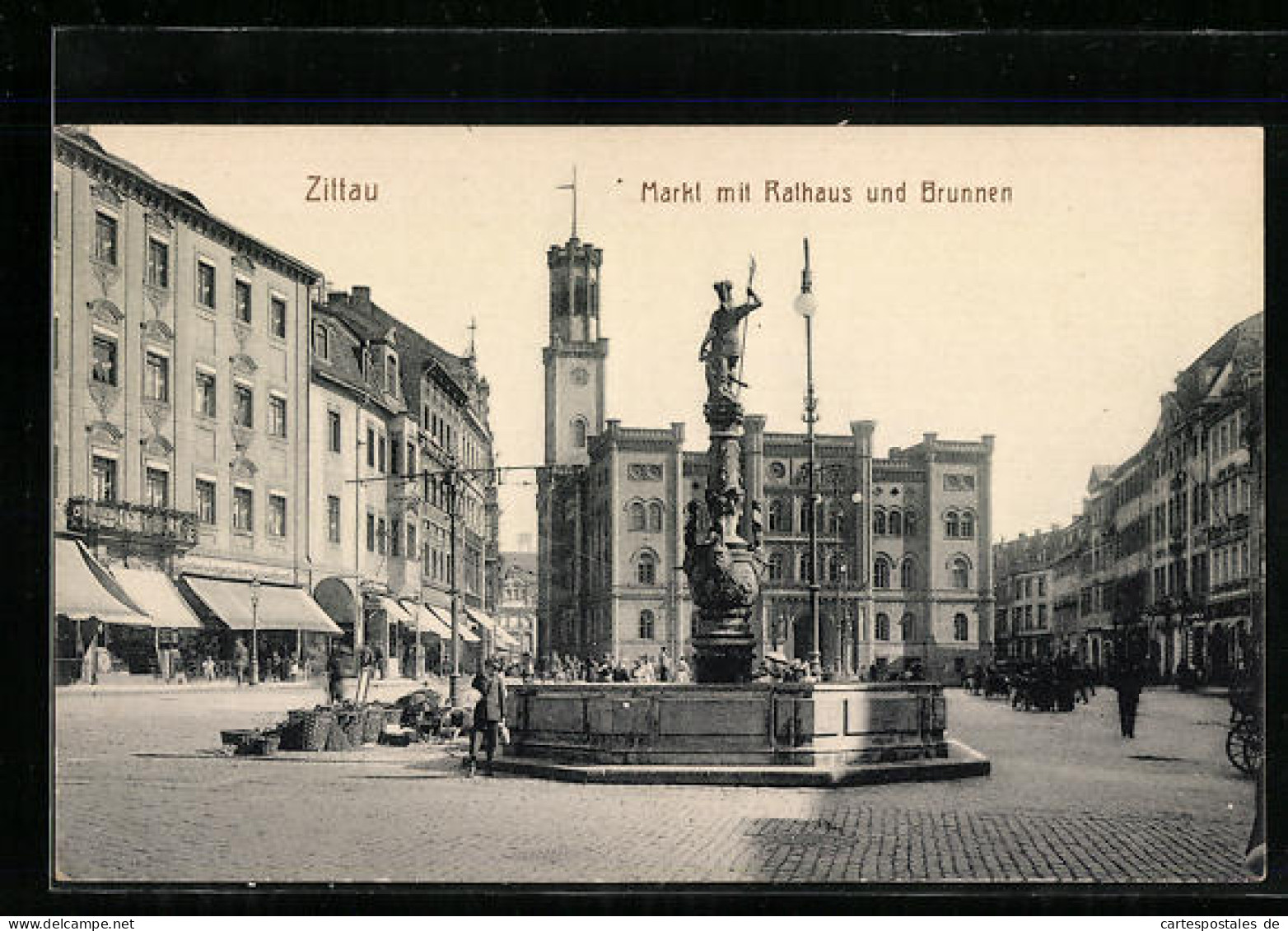 AK Zittau, Markt Mit Rathaus Und Brunnen  - Zittau