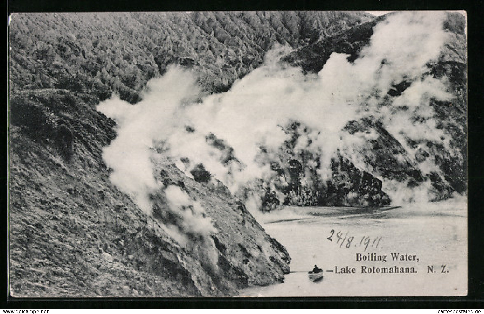 AK Neuseeland, Boiling Water, Lake Rotomahana  - Nieuw-Zeeland