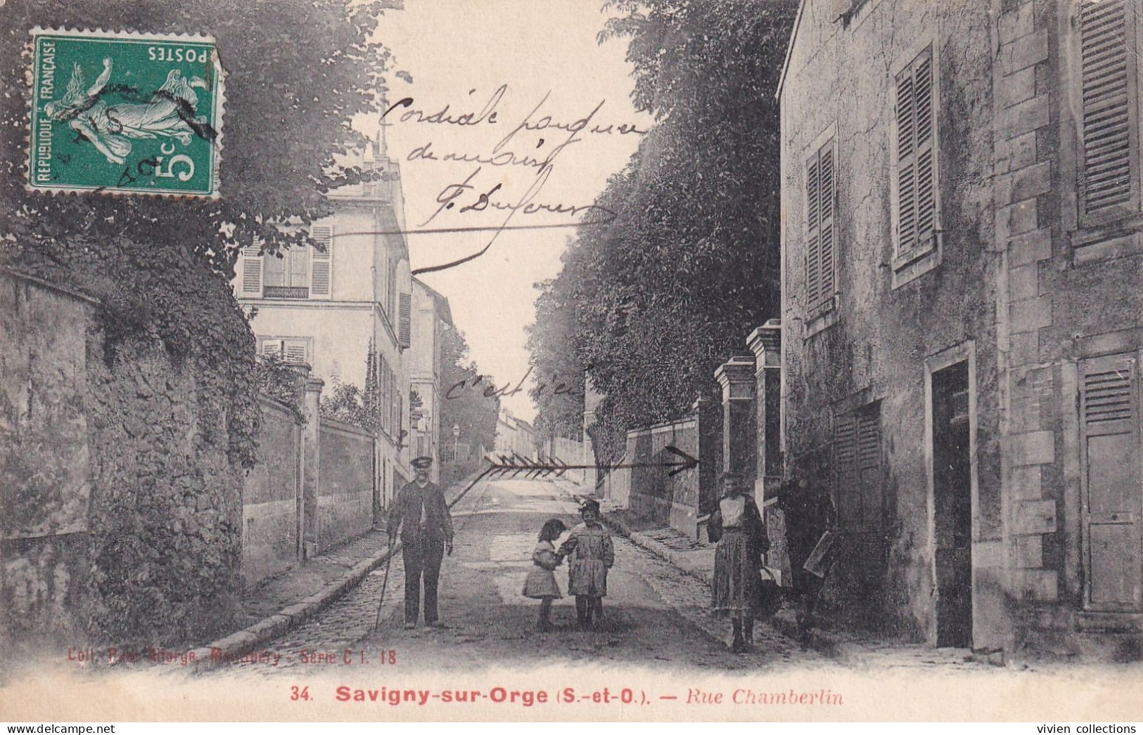 Savigny Sur Orge (91) Rue Chamberlin - Coll. Allorge N° 34 Circulée 1912 - Savigny Sur Orge