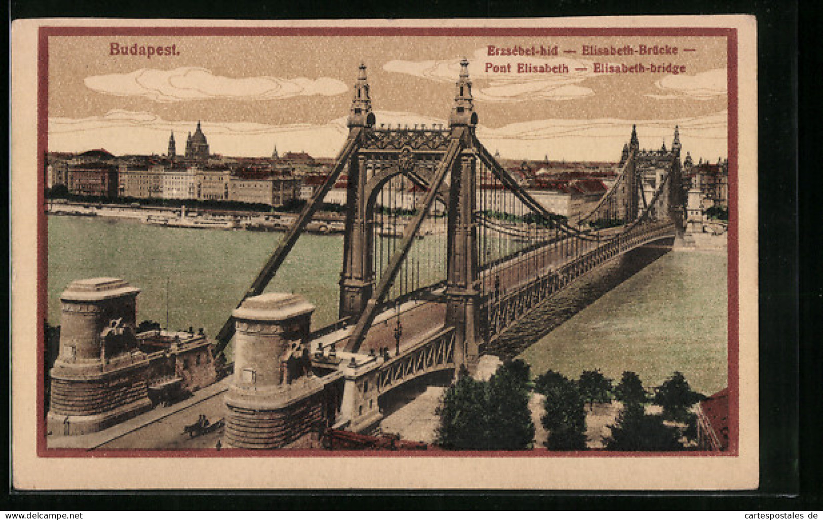 AK Budapest, Elisabeth-Brücke  - Hongarije