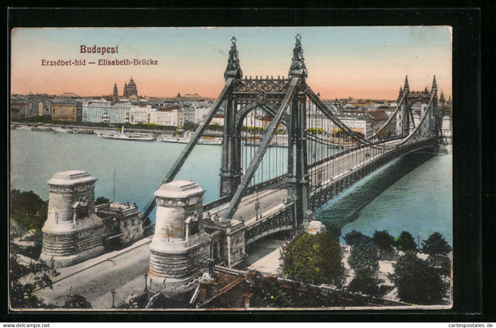 AK Budapest, Elisabeth-Brücke Aus Der Vogelschau  - Ungheria