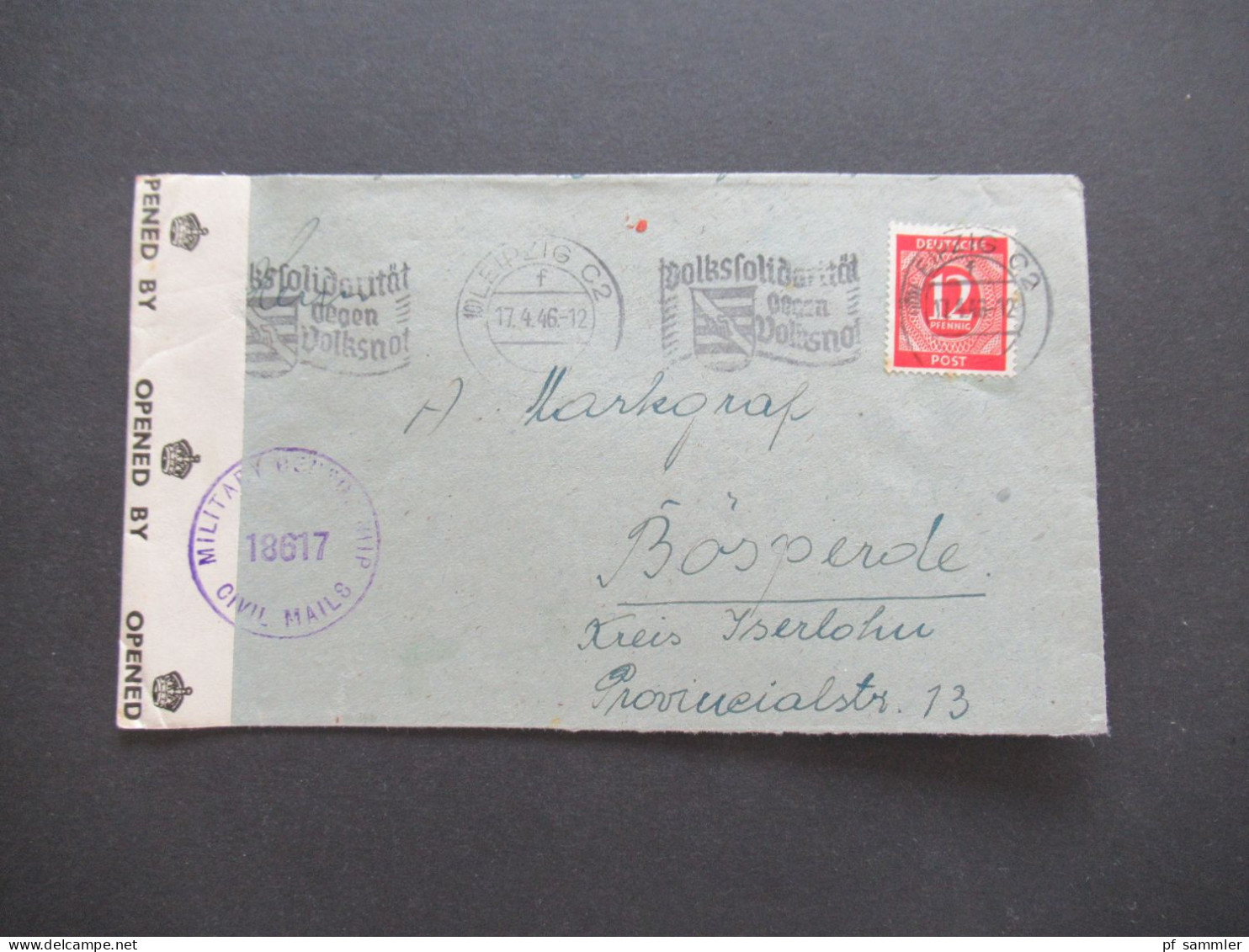 4.1946 Kontrollrat Ziffer Nr.919 EF Zensurbeleg Stempel Military Censorship Und Zensurstreifen Opened By Examiner 3783 - Briefe U. Dokumente