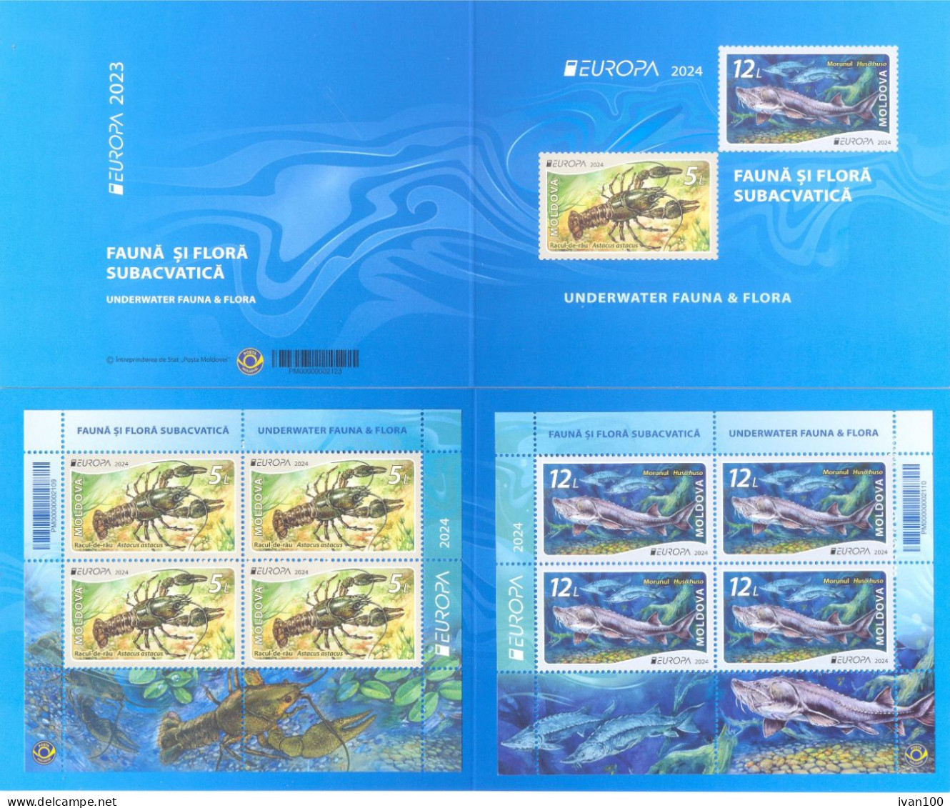 2024. Moldova,  Europa 2024, Underwater Flora And Fauna Of Moldova, Booklet, Mint/** - Moldavië
