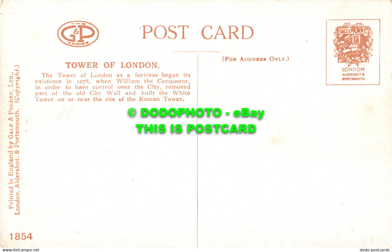 R545527 Tower Of London. Gale And Polden. 1854 - Other & Unclassified