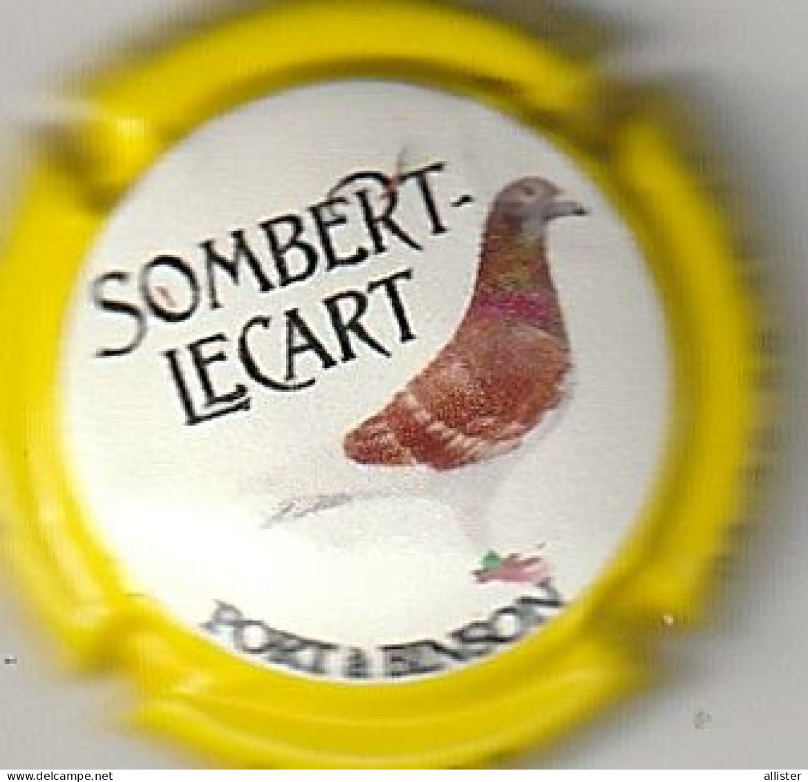 Capsule Champagne SOMBERT_LECART { NR : Pigeon , Contour Jaune } {S18-24} - Autres & Non Classés
