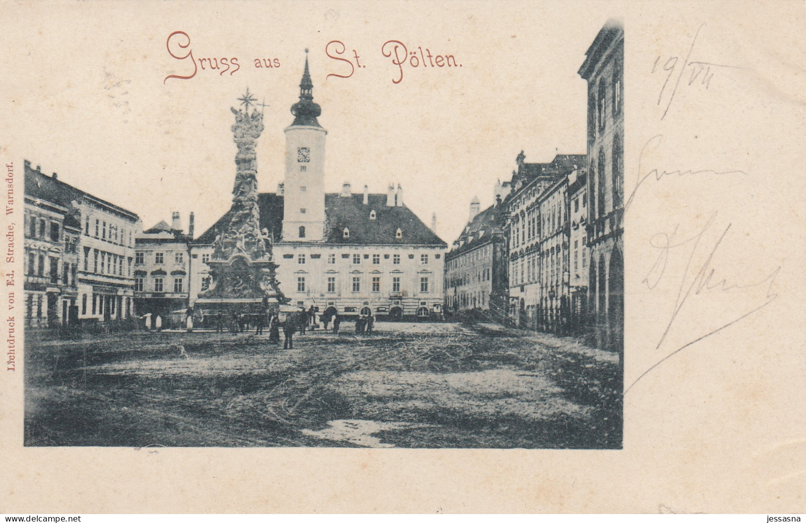 AK - (NÖ) Gruss Aus ST. PÖLTEN - Partie Am Rathausplatz 1898 - St. Pölten