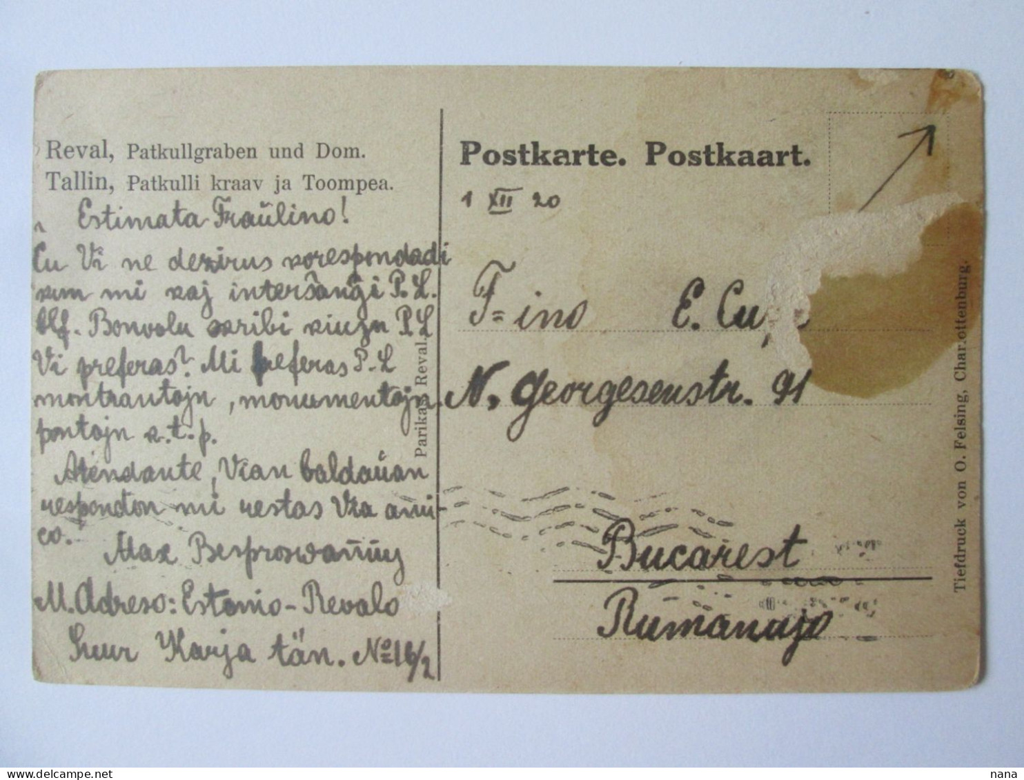 Estonia-Tallin:Toompea Castle 1920 Mailed Postcard With Rare Stamp - Estonie