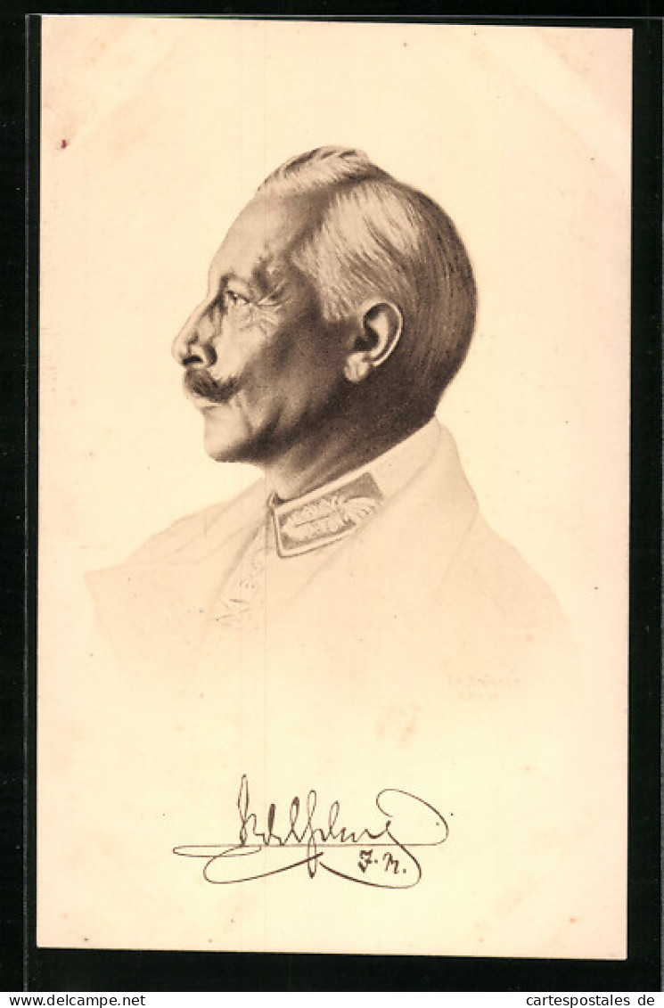 Künstler-AK Kaiser Wilhelm II. Im Seitenprofil Porträtiert  - Familles Royales