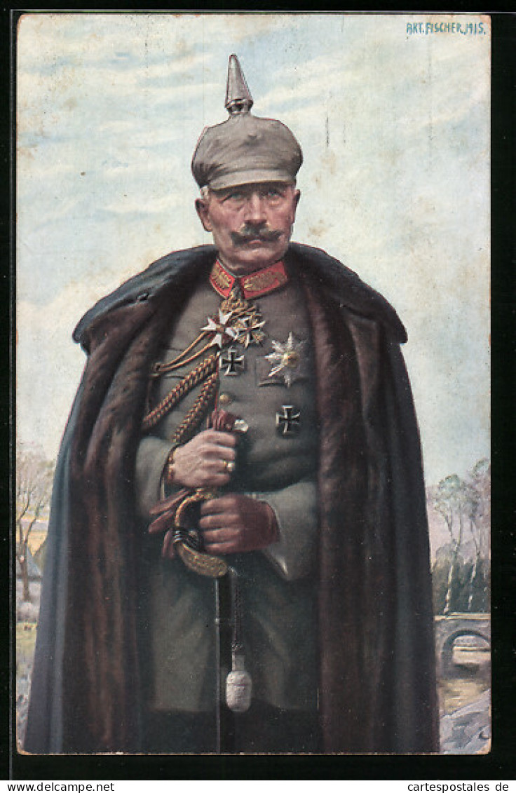 Künstler-AK Kaiser Wilhelm II. In Uniform Mit Pickelhaube  - Königshäuser