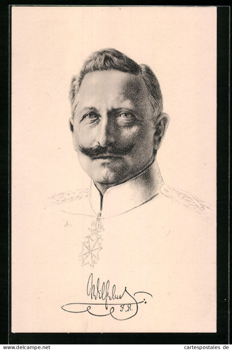 Künstler-AK Porträt Kaiser Wilhelm II.  - Familles Royales
