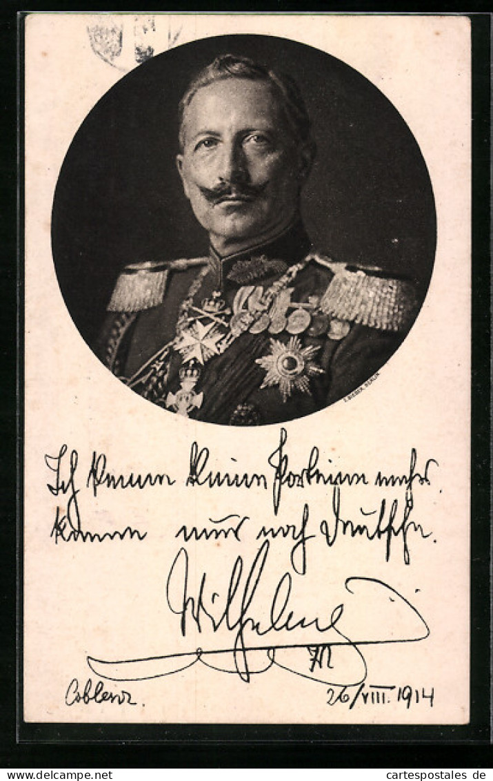AK Porträt Von Kaiser Wilhelm II. In Uniform Mit Orden  - Familles Royales