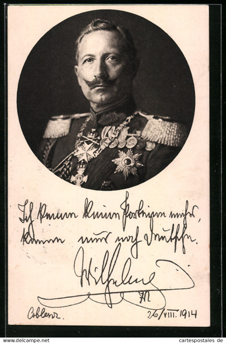AK Porträt Von Kaiser Wilhelm II. In Uniform Mit Orden  - Koninklijke Families