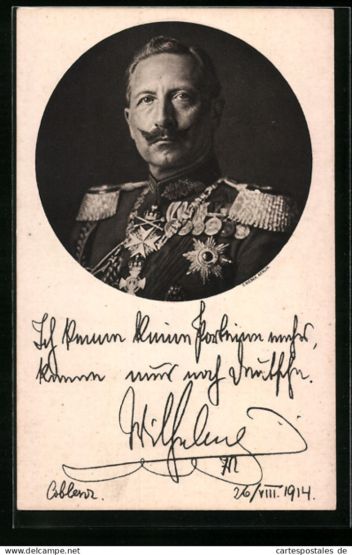 AK Porträt Von Kaiser Wilhelm II. In Uniform Mit Orden  - Familles Royales