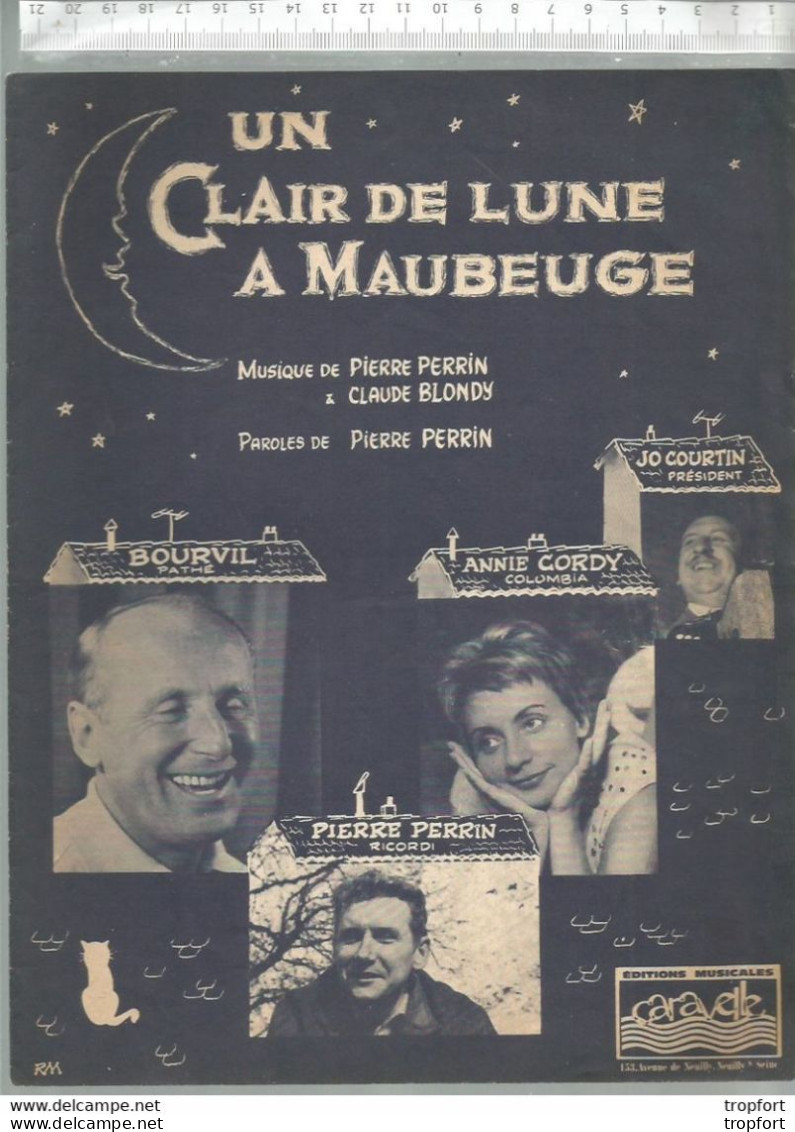 Po // Vintage // Partition Musicale Ancienne BOURVIL Un Clair De Lune à Maubeuge Annie Cordy Perrin - Noten & Partituren