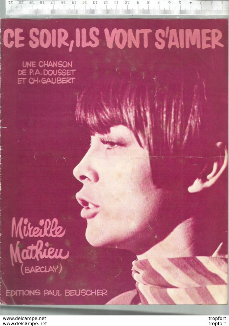 Po // Vintage // Partition Musicale Ancienne Mireille MATHIEU Ce Soir , Ils Vont S'aimer BARCLAY - Partituren