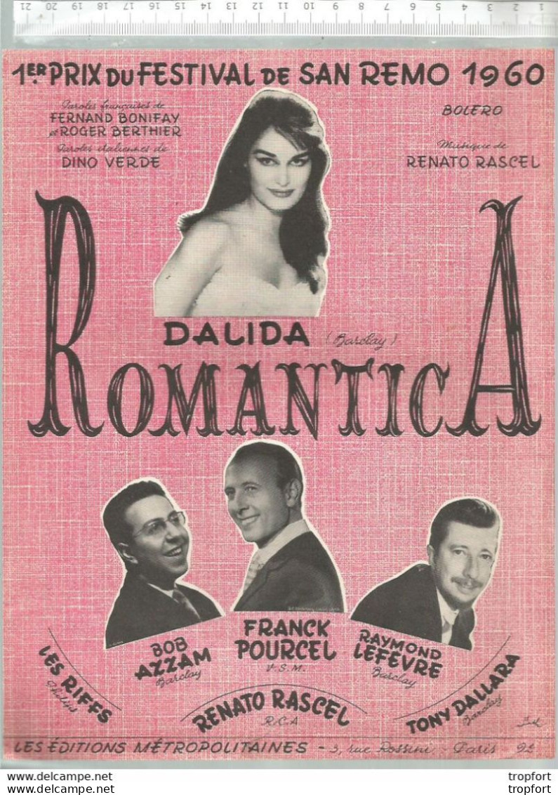 Po // Vintage // Partition Musicale Ancienne 1960 DALIDA Romantica Azzam Pourcel Lefevre - Partitions Musicales Anciennes