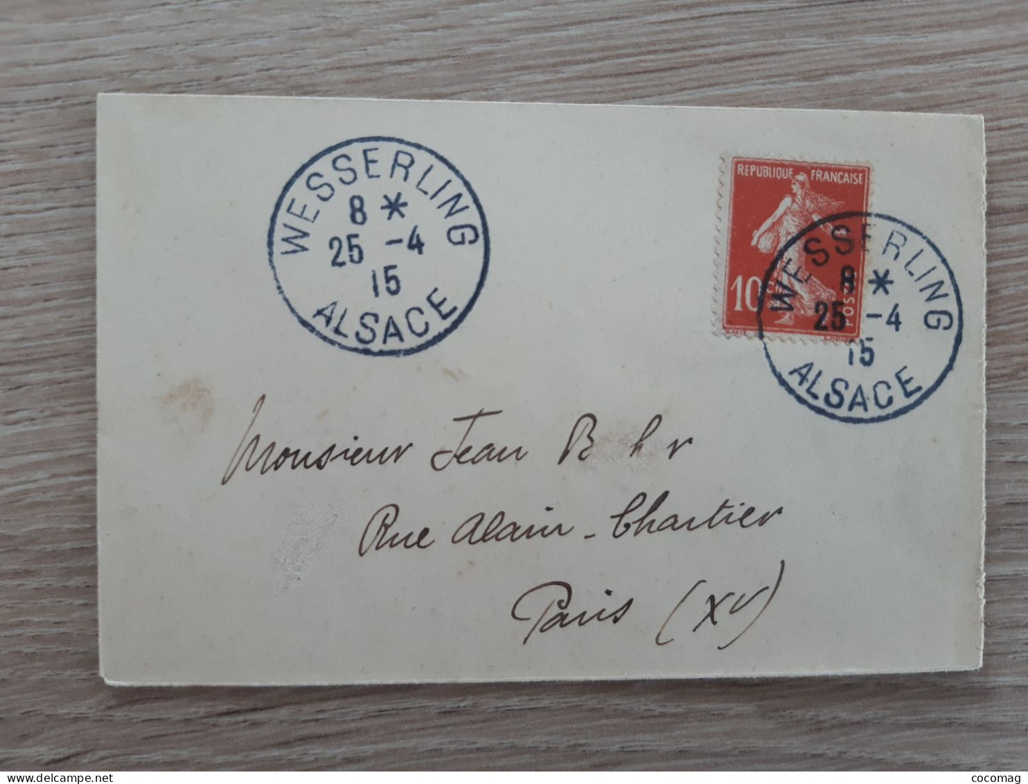 MARCOPHILIE AFFRANCHISSEMENT  OBLITERATION TIMBRE WESSERLING ALSACE 1915 - Cartas & Documentos