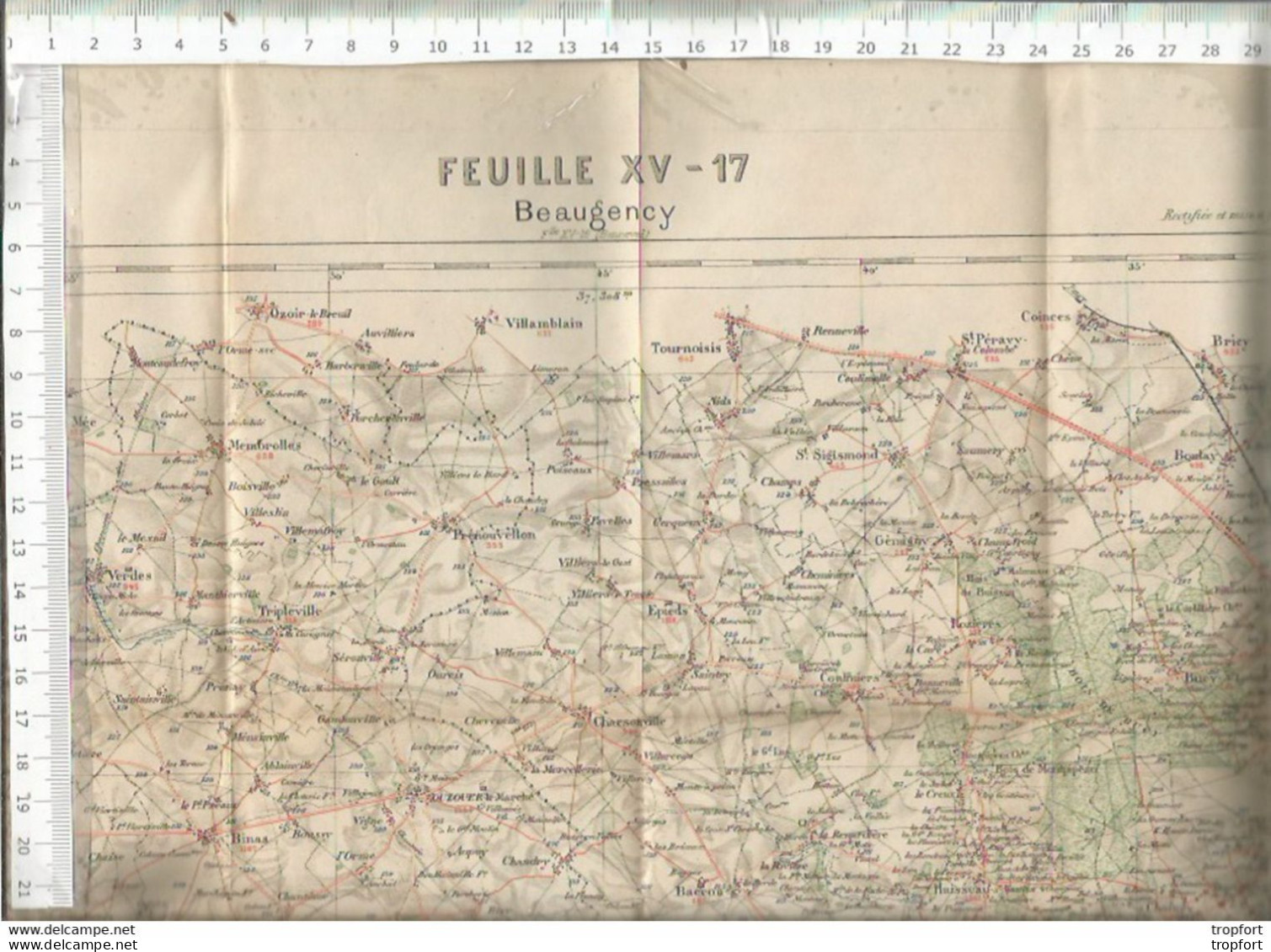 RT // Vintage // à Saisir !! Carte Ministère Intérieur Tirage 1888 BEAUGENCY Carte Au 1/100 000 Me // - Cartes Géographiques