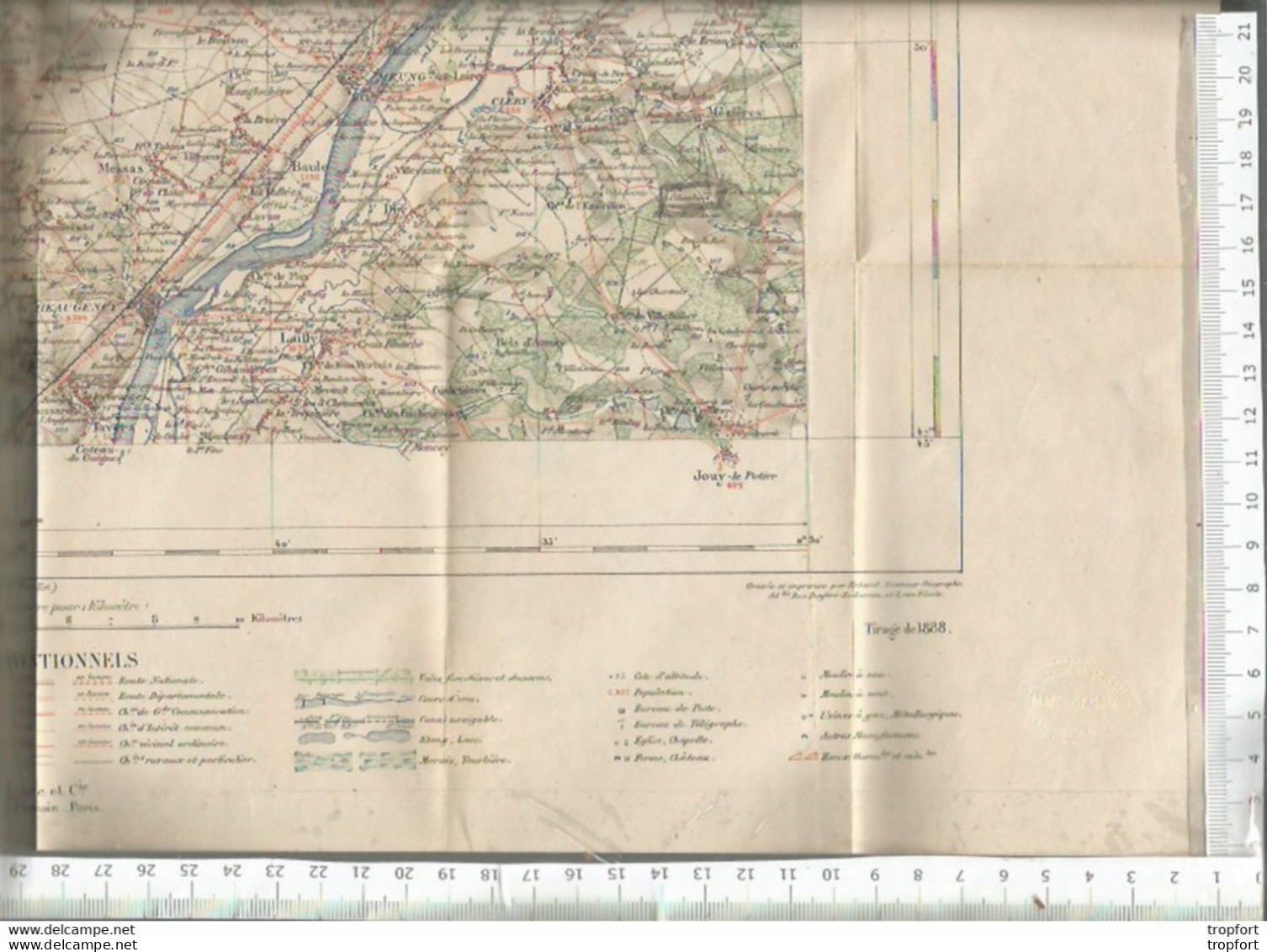 RT // Vintage // à Saisir !! Carte Ministère Intérieur Tirage 1888 BEAUGENCY Carte Au 1/100 000 Me // - Mapas Geográficas