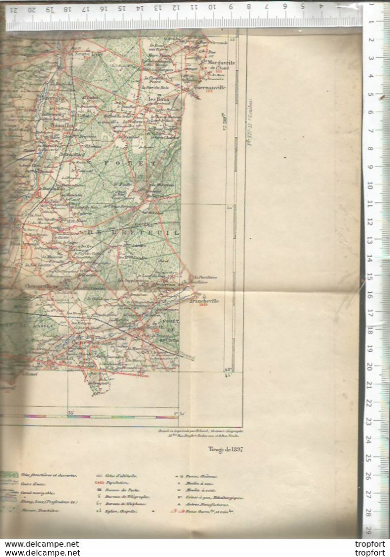 RT // Vintage // à Saisir !! Carte Ministère Intérieur Tirage 1897 LAIGLE Carte Au 1/100 000 Me // L'Aigle - Geographical Maps