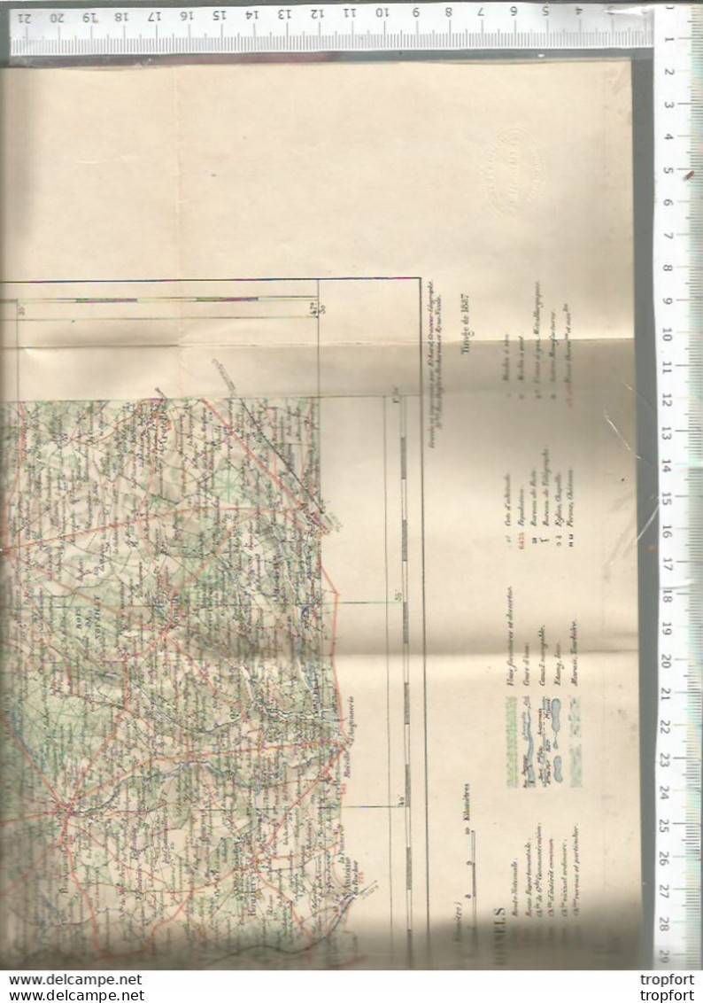 RT // Vintage // à Saisir !! Carte Ministère Intérieur Tirage 1887 CHATEAU DU LOIR Carte Au 1/100 000 Me - Geographical Maps