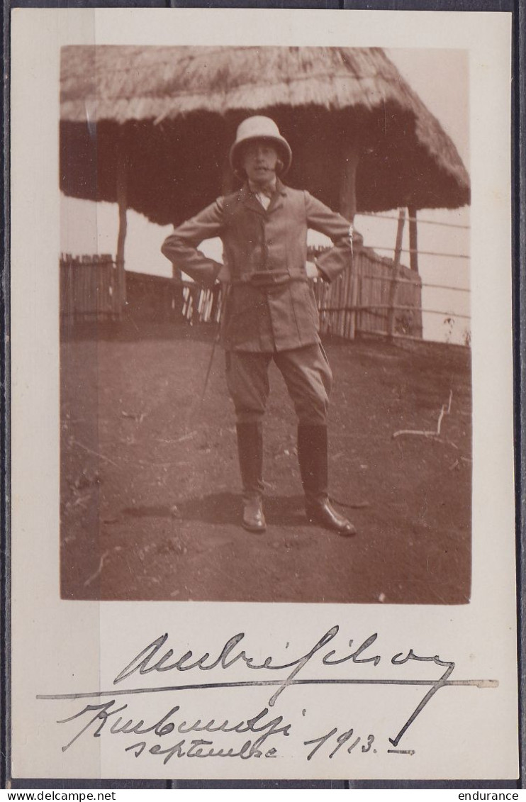 Congo Belge - Carte-photo "André Gilson, Kumbundji Septembre 1913" Signée (administrateur Territorial) Adressée à Son ép - Belgian Congo