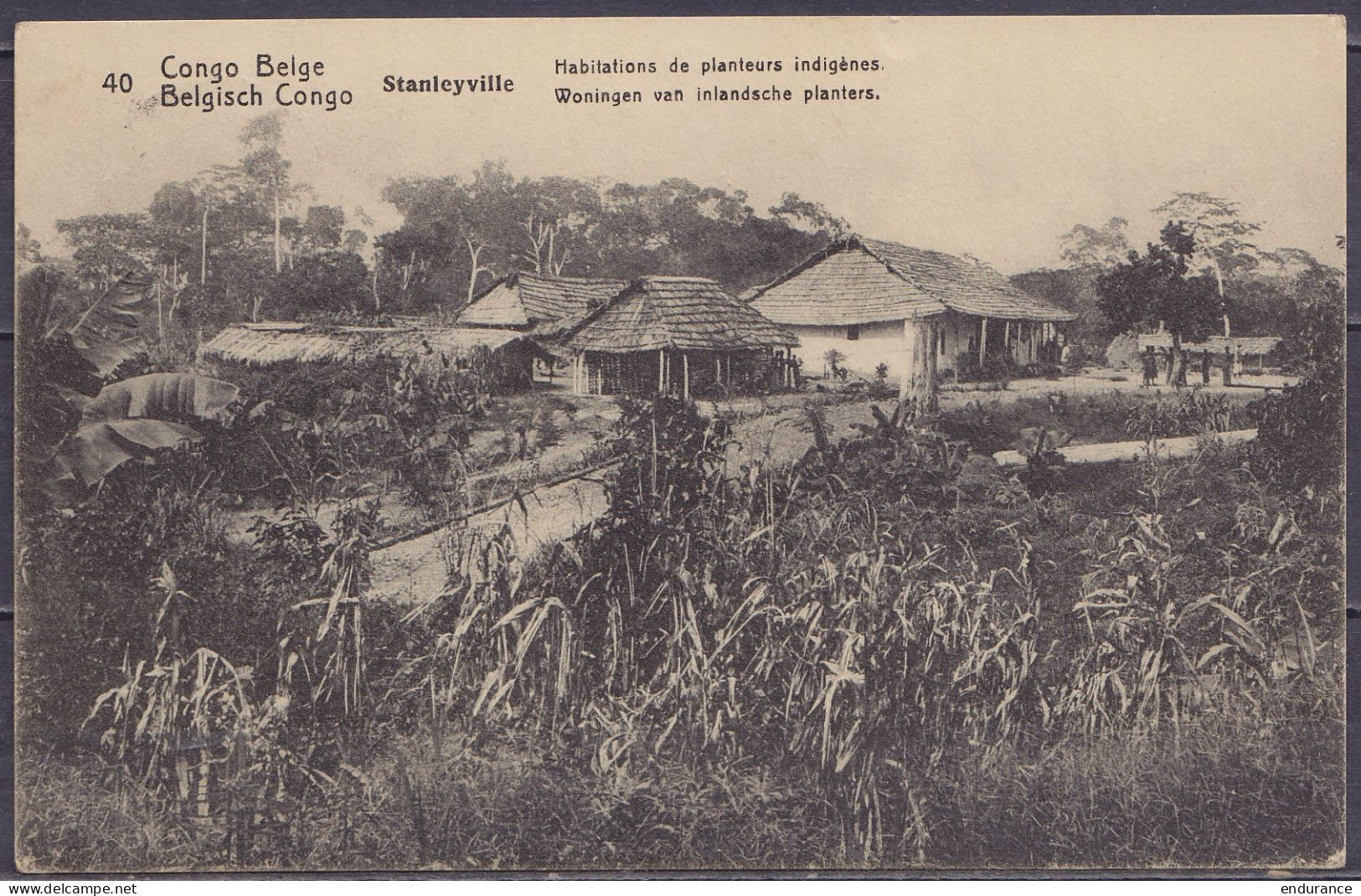 Congo Belge - EP "Stanleyville Habitations De Planteurs" CP 10c Rouge-brun Càd ELISABETHVILLE /10 MAI 1913 Pour Administ - Entiers Postaux