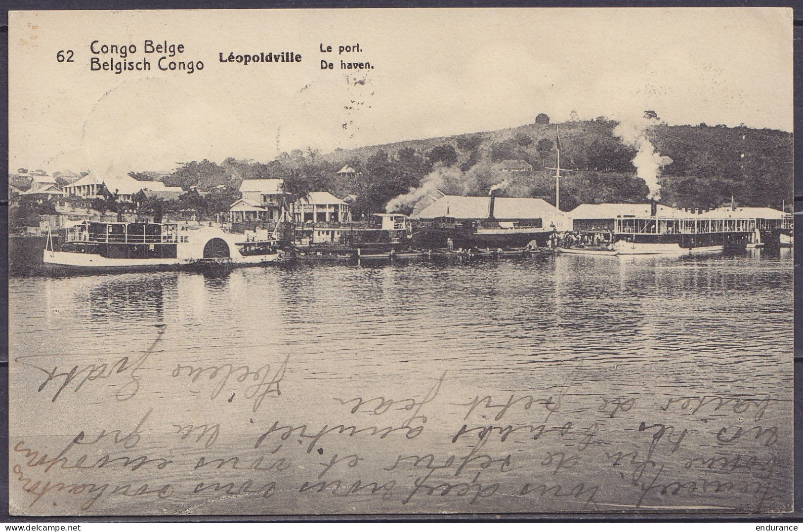 Congo Belge - EP "Léopoldville Le Port" CP 5c Vert Càd BOMA /26 JUIL 1916 Pour PWETO - Càd Passage STANLEYVILLE & Arrivé - Lettres & Documents