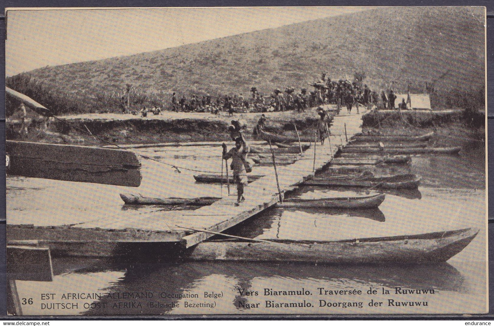 Est-Africain Allemand Occupation Belge "Vers Biaramulo, Traversée De La Ruwuwu" - EP CP 5c Vert Càd KABALO /4 MAI 1918 T - Entiers Postaux