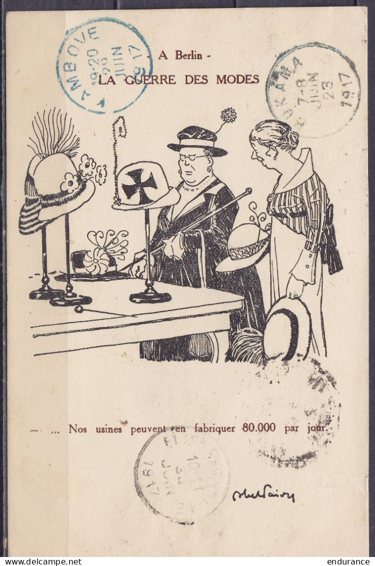 CP Illustr. Forain Affr. 10c Flam. PARIS /8 AVRIL 1917 Pour Administrateur Territorial à PWETO Lac Moero Katanga Congo B - Cartas & Documentos