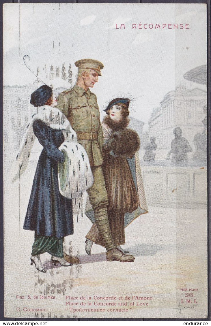 CP Illustrée Militaire Affr. 10c Flam. PARIS /8 NOV 1916 Pour PWETO Lac Moero Katanga Congo Belge - Càd ELISABETHVILLE & - Briefe U. Dokumente