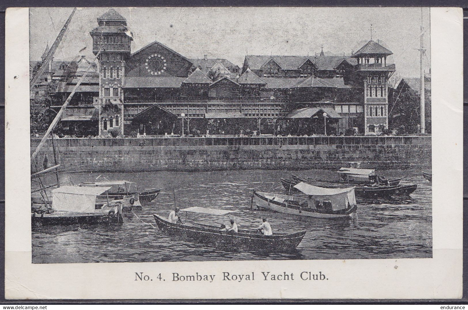 Inde - CP Bombay Royal Yacht Club Affr. 1A Càd BOMBAY /6 JUL 1918 Pour KONGOLO Congo Belge Via Daressalaam - Càd UK Pass - Brieven En Documenten