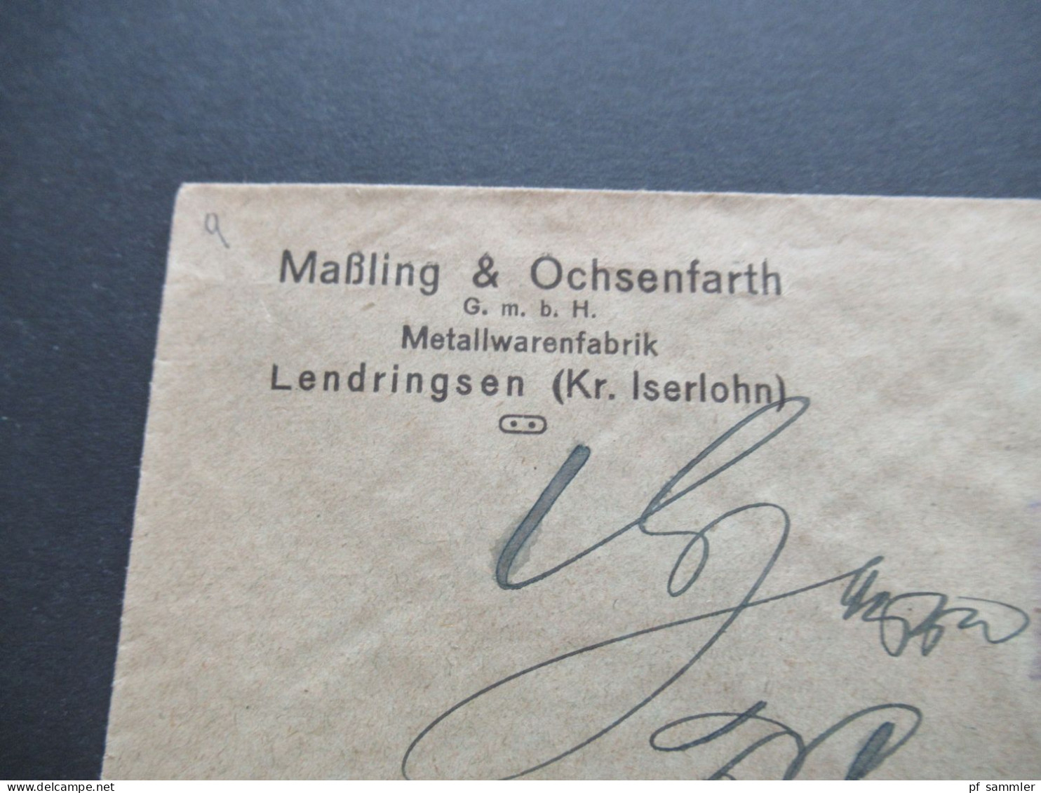 Infla Notmaßnahme Stempel Ra2 Gebühr Bezahlt Tagesstempel Menden (Kr Iserlohn) 10.11.1923 Umschlag Maßling & Ochsenfarth - Lettres & Documents