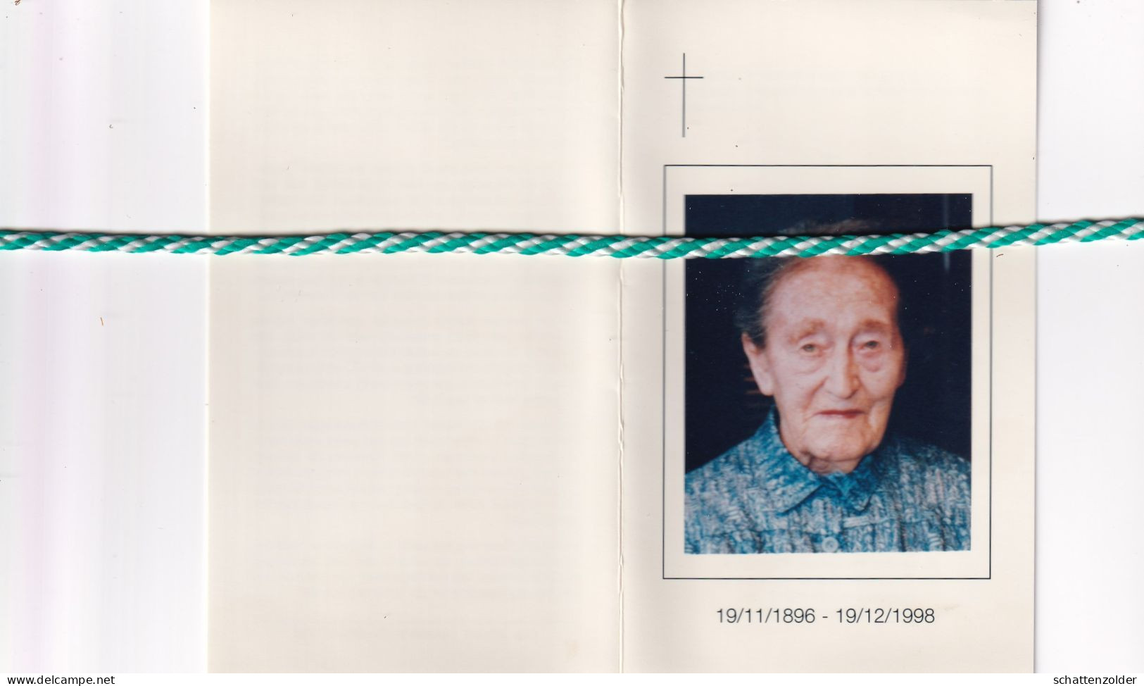 Idalie Vindevogel-Van Cauwenberghe, Huise 1896, 1998. Honderdjarige. Foto - Obituary Notices