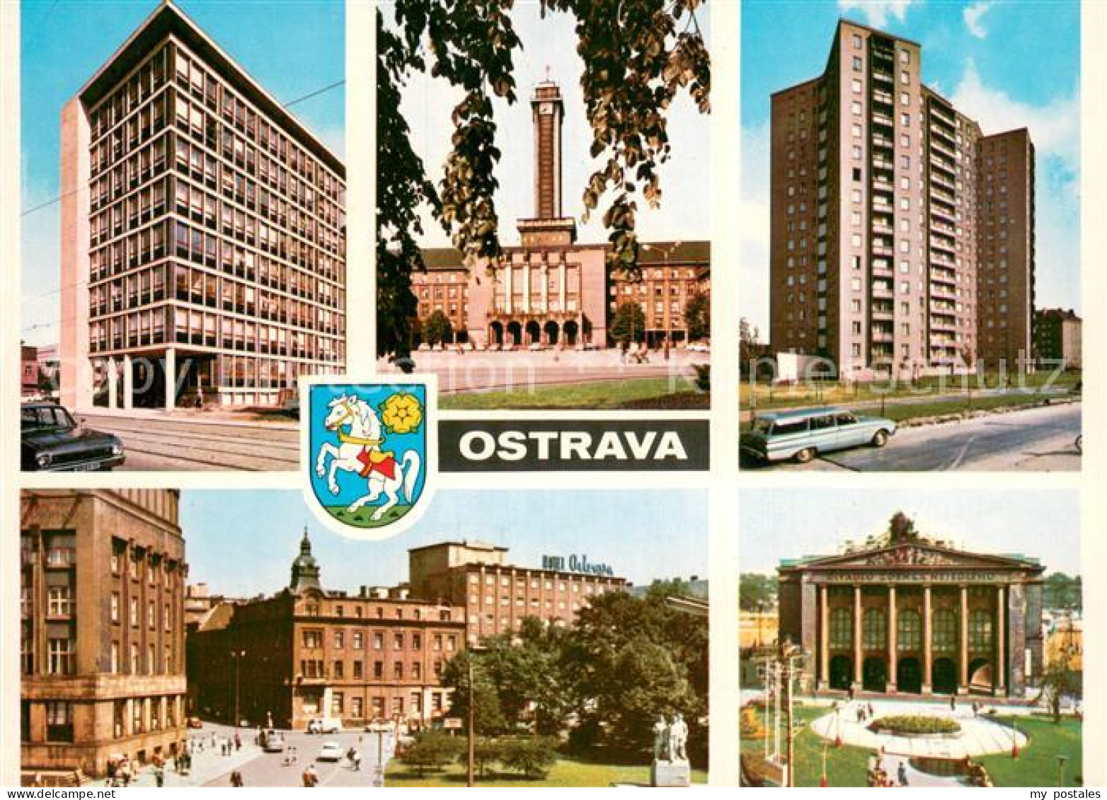 73742626 Ostrava Maehrisch Ostrau Motive Innenstadt Hochhaus Rathaus Theater  - Tchéquie