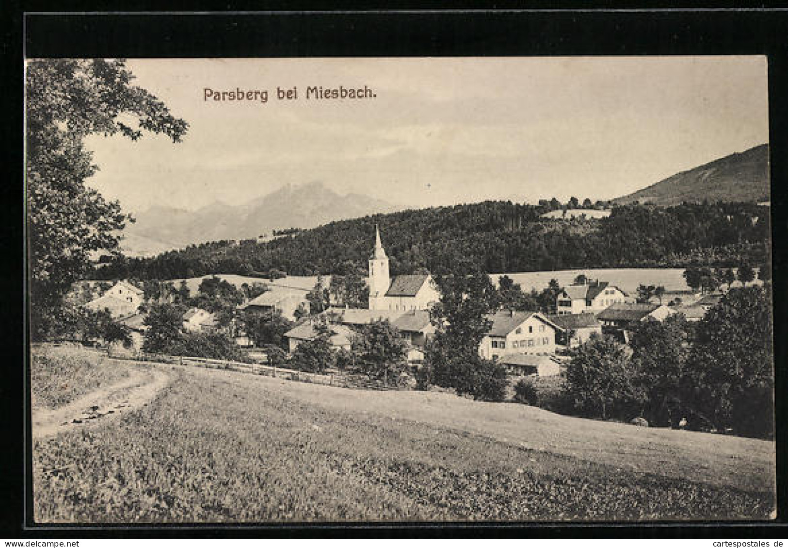 AK Parsberg B. Miesbach, Ortsansicht Mit Kirche  - Miesbach