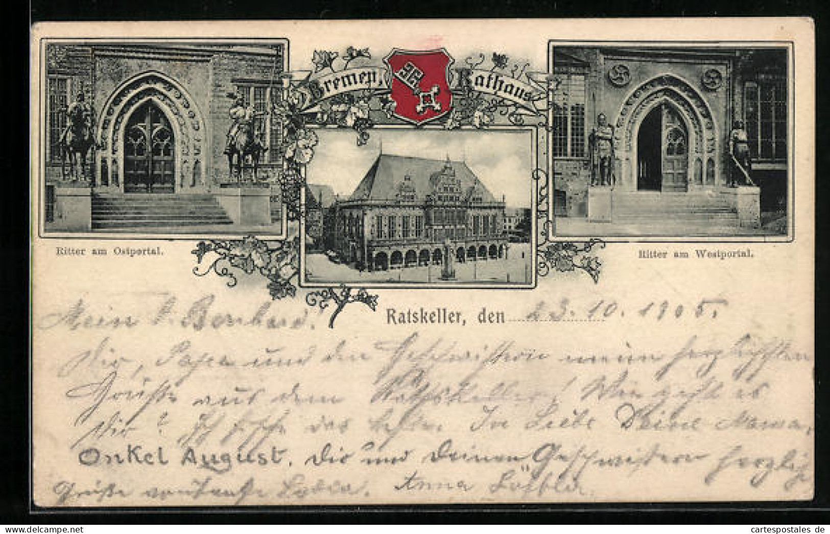 AK Bremen, Rathaus, Ritter Am Westportal  - Bremen