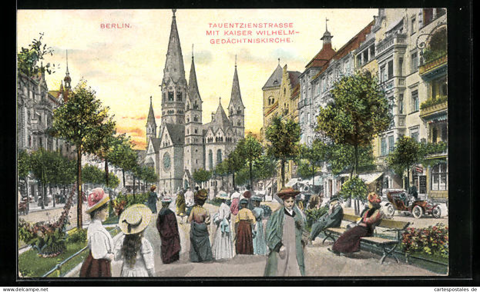 AK Berlin-Charlottenburg, Tauentzienstrasse Mit Kaiser Wilhelm-Gedächtniskirche  - Charlottenburg