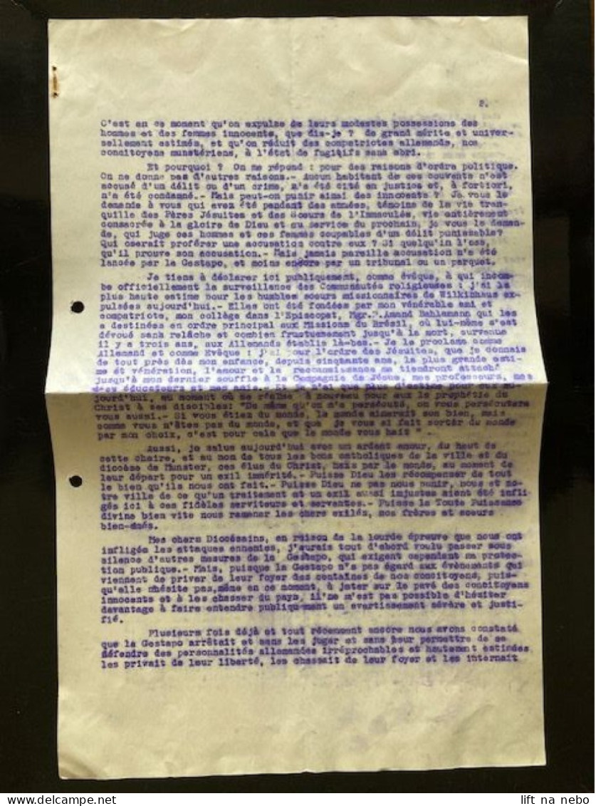 Tract Presse Clandestine Résistance Belge WWII WW2 'Sermon Prononcé En L'Eglise Saint Lambert' Six Pages - Documenti