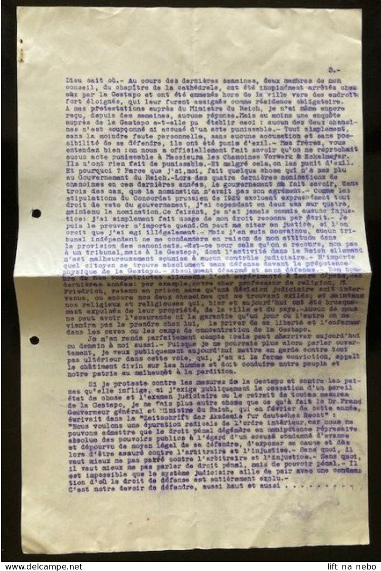Tract Presse Clandestine Résistance Belge WWII WW2 'Sermon Prononcé En L'Eglise Saint Lambert' Six Pages - Documenti