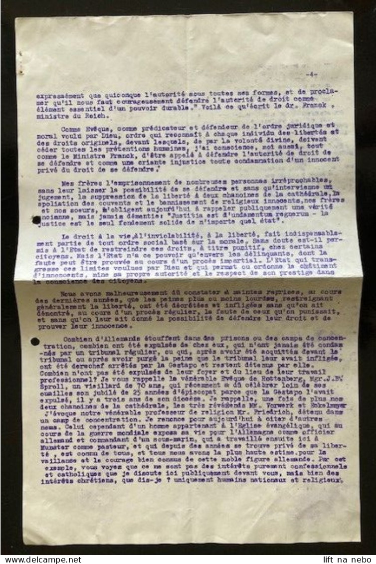 Tract Presse Clandestine Résistance Belge WWII WW2 'Sermon Prononcé En L'Eglise Saint Lambert' Six Pages - Documentos