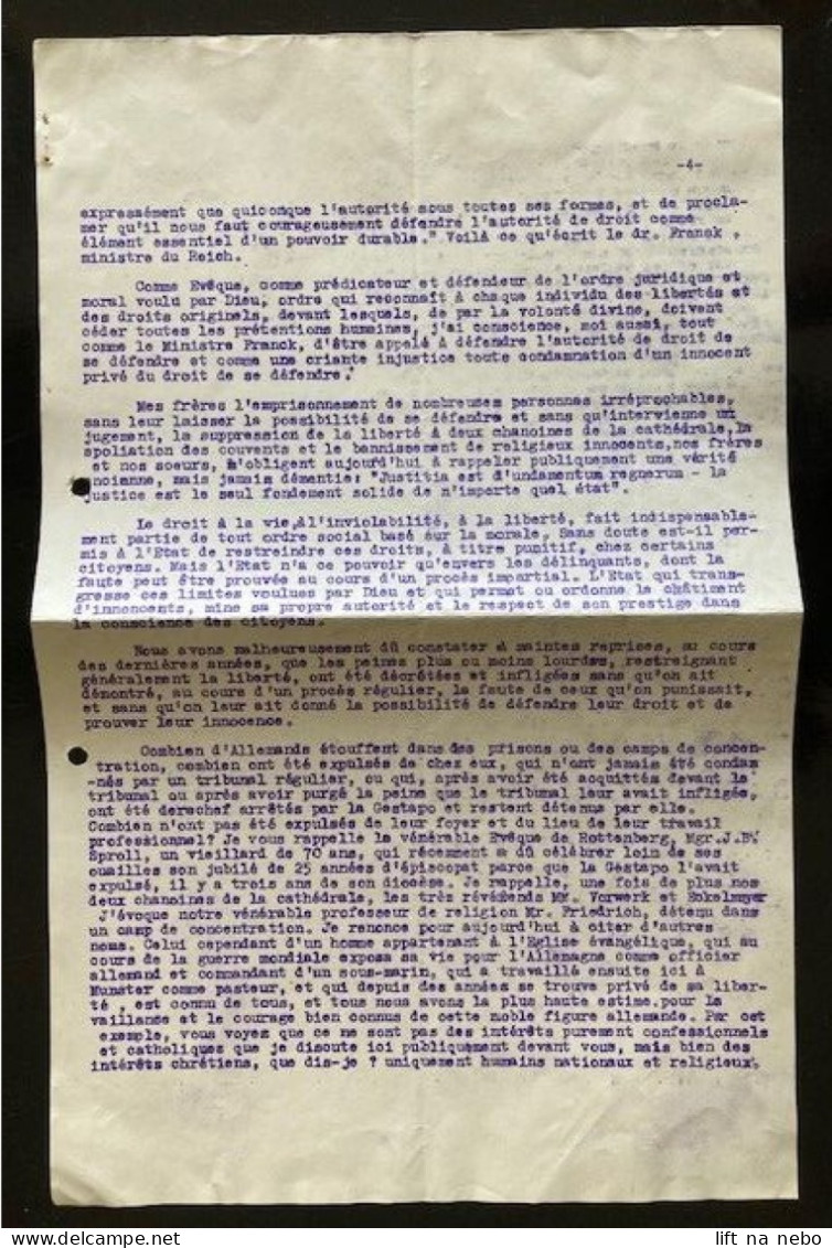 Tract Presse Clandestine Résistance Belge WWII WW2 'Sermon Prononcé En L'Eglise Saint Lambert' Six Pages - Documenti